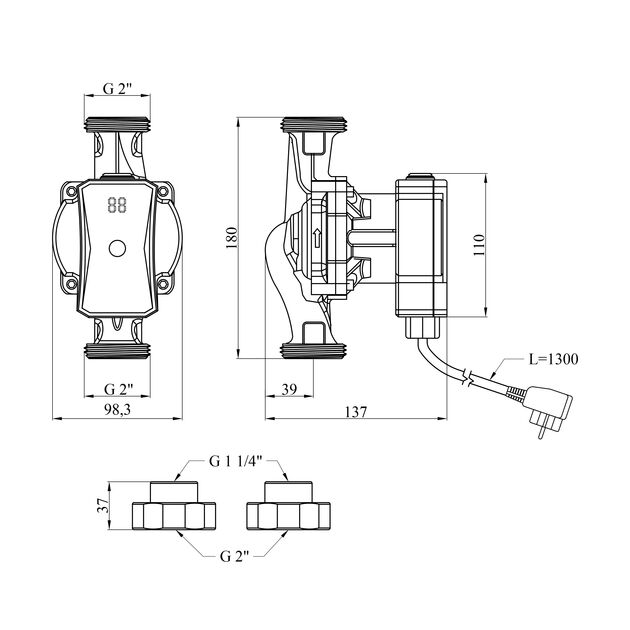 Насос циркуляционный Pumpman GRC32/7/180 Нmax 7м Qmax 3,6куб.м P 52 Вт, фото  | SNABZHENIE.com.ua