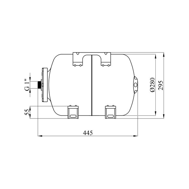 Гидроаккумулятор Pumpman горизонтальный 24 л полимерный фланец, фото , зображення 2 | SNABZHENIE.com.ua