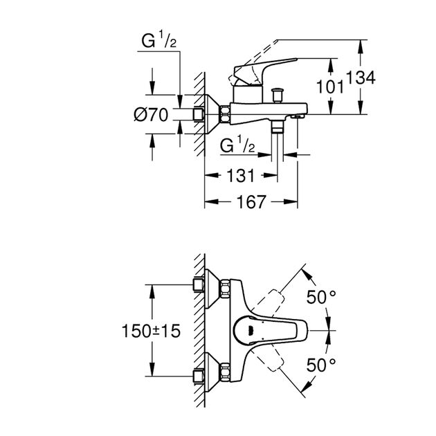 Смеситель для ванны Grohe Start Flow 23772000, фото , зображення 2 | SNABZHENIE.com.ua Смеситель для ванны Grohe Start Flow 23772000, фото , зображення 2 | SNABZHENIE.com.ua