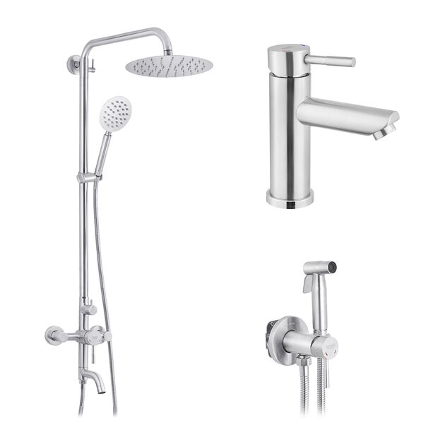 Набор 3 в 1 душевая система Kroner Edelstahl Klassisch-ESG063 + смеситель Edelstahl Klassisch-ESG010 + смеситель Edelstahl Klassisch -ESG053, фото  | SNABZHENIE.com.ua Набор 3 в 1 душевая система Kroner Edelstahl Klassisch-ESG063 + смеситель Edelstahl Klassisch-ESG010 + смеситель Edelstahl Klassisch -ESG053, фото  | SNABZHENIE.com.ua