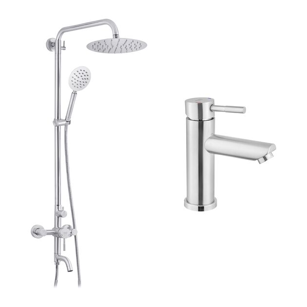 Набор 2 в 1 душевая система Kroner Edelstahl Klassisch-ESG063 + смеситель Edelstahl Klassisch-ESG010, фото  | SNABZHENIE.com.ua Набор 2 в 1 душевая система Kroner Edelstahl Klassisch-ESG063 + смеситель Edelstahl Klassisch-ESG010, фото  | SNABZHENIE.com.ua