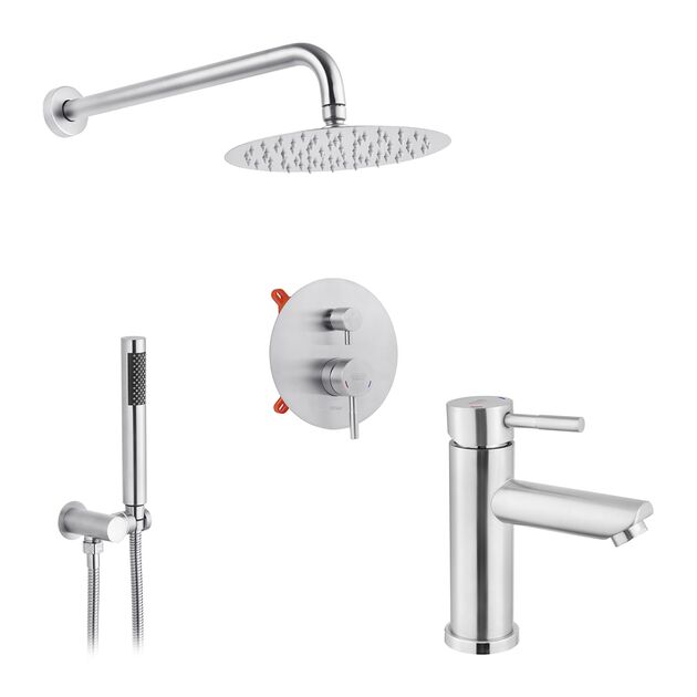 Набор 2 в 1 душевая система Kroner Edelstahl Klassisch-ESG082 + смеситель Edelstahl Klassisch-ESG010, фото  | SNABZHENIE.com.ua Набор 2 в 1 душевая система Kroner Edelstahl Klassisch-ESG082 + смеситель Edelstahl Klassisch-ESG010, фото  | SNABZHENIE.com.ua