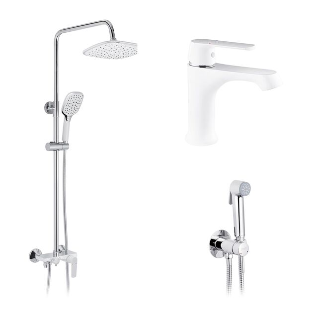 Набор 3 в 1 душевая система Kroner Armada-W063 + смеситель Armada-W010 + смеситель Bidet-C082, фото  | SNABZHENIE.com.ua Набор 3 в 1 душевая система Kroner Armada-W063 + смеситель Armada-W010 + смеситель Bidet-C082, фото  | SNABZHENIE.com.ua