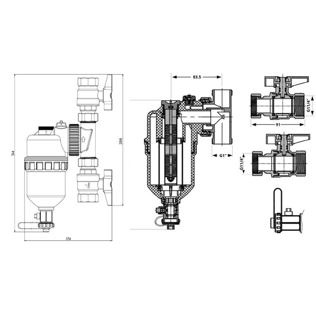 Фильтр-дешламатор Thermo Alliance Forte 1 1/4", поворотный (магнитный шламоуловитель) TAF400G32, фото , изображение 2 | SNABZHENIE.com.ua Фильтр-дешламатор Thermo Alliance Forte 1 1/4", поворотный (магнитный шламоуловитель) TAF400G32, фото , изображение 2 | SNABZHENIE.com.ua