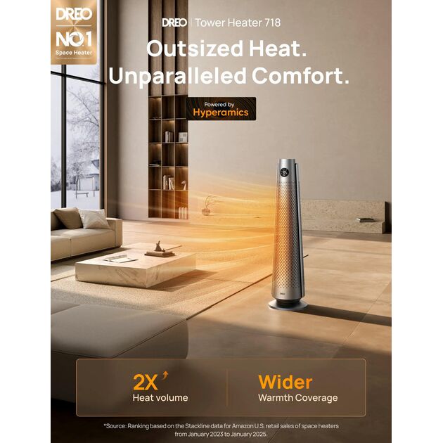 Тепловентилятор Dreo, 25м2, 2000Вт, електр. упр-ння, керамич.нагрів.елемент, пульт ДУ, 8 швидк. , срібний, фото , зображення 6 | SNABZHENIE.com.ua Тепловентилятор Dreo, 25м2, 2000Вт, електр. упр-ння, керамич.нагрів.елемент, пульт ДУ, 8 швидк. , срібний, фото , зображення 6 | SNABZHENIE.com.ua