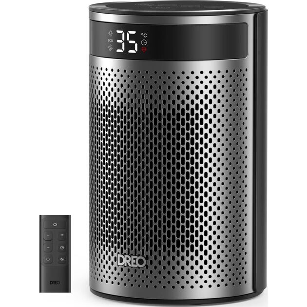 Тепловентилятор Dreo, 20м2, 1500Вт, електр. упр-ння, керамич.нагрів.елемент, пульт ДУ, срібний, фото , зображення 2 | SNABZHENIE.com.ua Тепловентилятор Dreo, 20м2, 1500Вт, електр. упр-ння, керамич.нагрів.елемент, пульт ДУ, срібний, фото , зображення 2 | SNABZHENIE.com.ua