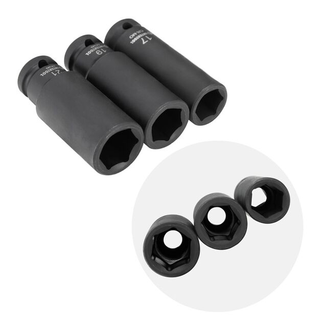 Набір головок ударних подовжених 1/2" 3 од., 17, 19, 21 мм, CrMo STORM, фото , изображение 4 | SNABZHENIE.com.ua