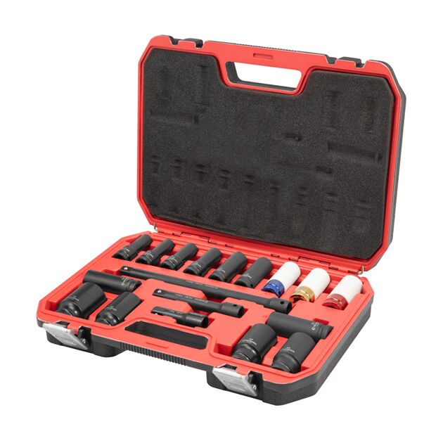 Набір головок та подовжувачів ударних 1/2", 18 од., головки: 10-24 мм, подовжувачі: 75/125/250 мм, Cr-Mo, STORM, фото  | SNABZHENIE.com.ua