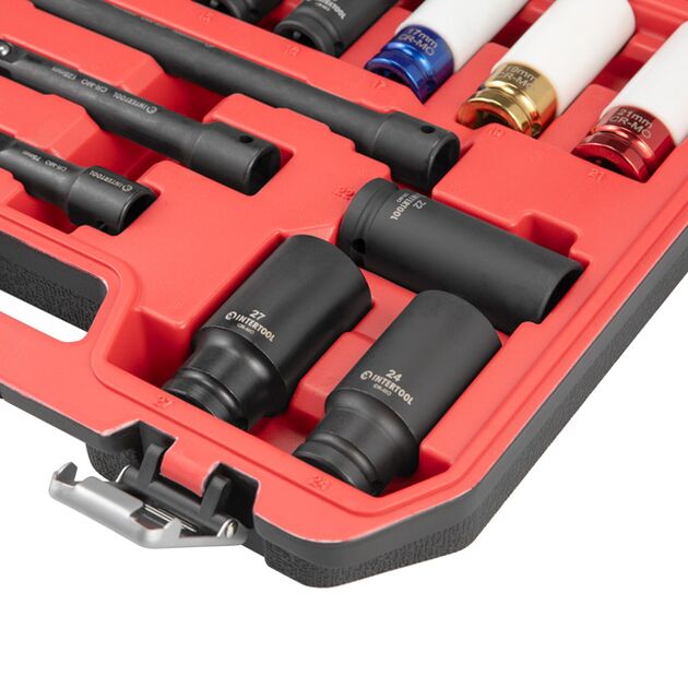 Набір головок та подовжувачів ударних 1/2", 18 од., головки: 10-24 мм, подовжувачі: 75/125/250 мм, Cr-Mo, STORM, фото , изображение 4 | SNABZHENIE.com.ua
