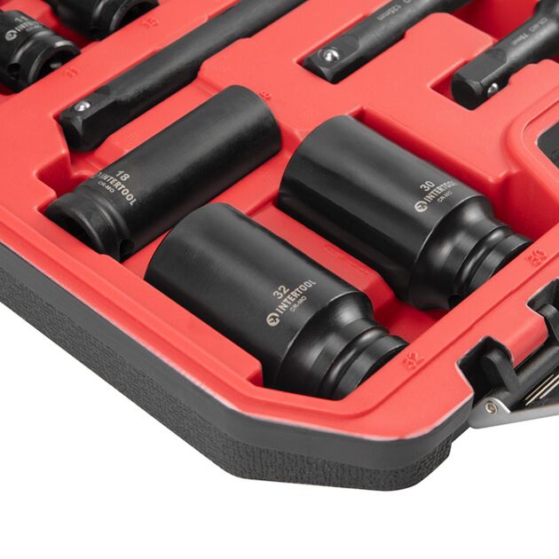 Набір головок та подовжувачів ударних 1/2", 18 од., головки: 10-24 мм, подовжувачі: 75/125/250 мм, Cr-Mo, STORM, фото , изображение 5 | SNABZHENIE.com.ua