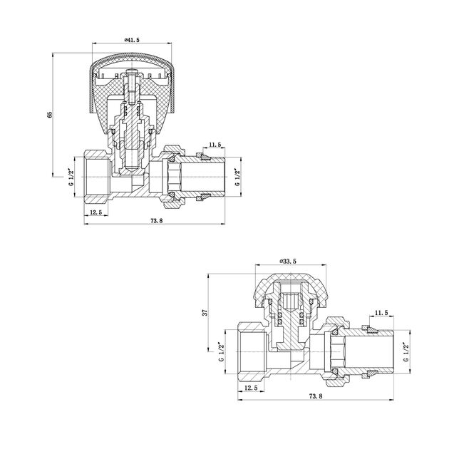 Комплект кранов радиаторных Thermo Alliance Standart 1/2"ВН прямой TAS230W15, фото , зображення 2 | SNABZHENIE.com.ua