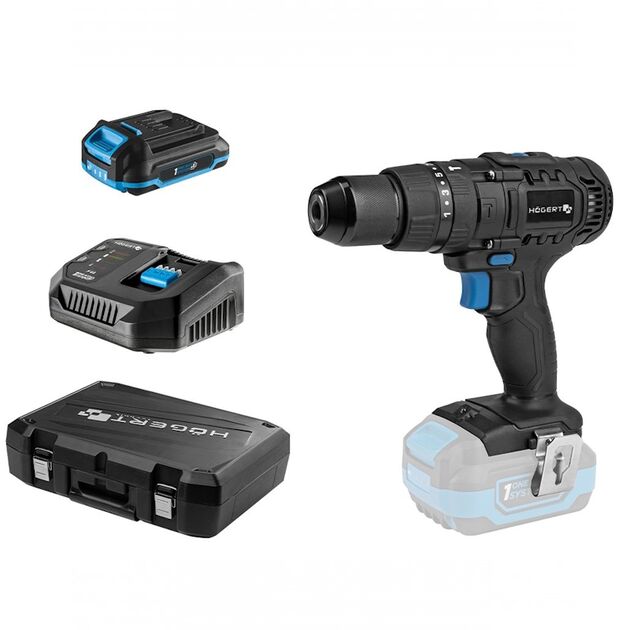 Набір Акумуляторний ударний дриль-шурупокрут + акумулятор + зарядний пристрій 4А + кейс  2.0 (HT2E245-B12PD), фото  | SNABZHENIE.com.ua