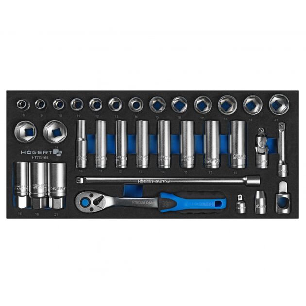 Набір інструментів з тріскачкою3/8 " 33 шт. у ложементі EVA  33 (HT7G165), фото  | SNABZHENIE.com.ua