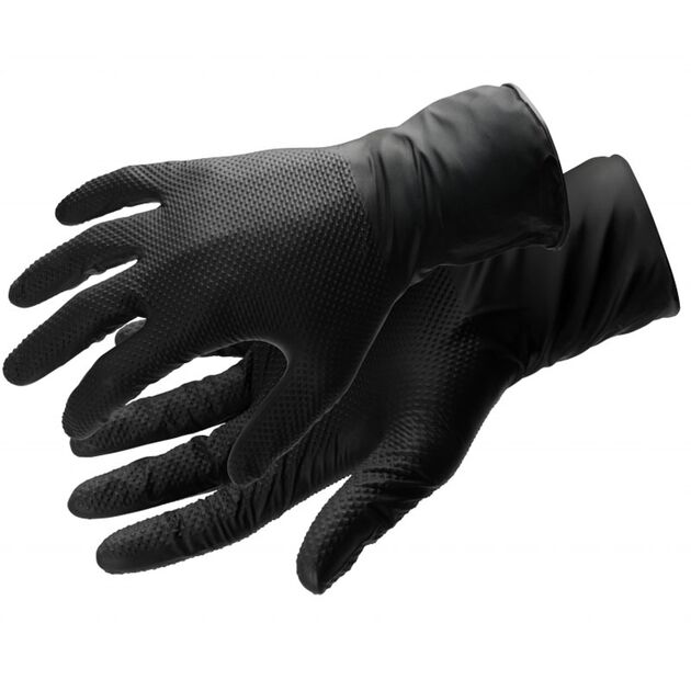 WUSSOW одноразові нітрилові рукавички з алмазною текстурою чорні  L (HT5K774-L), фото  | SNABZHENIE.com.ua