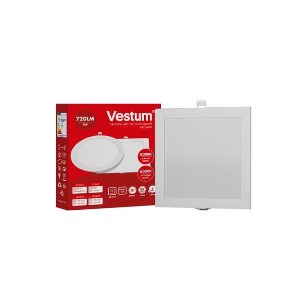 Квадратний світлодіодний врізний світильник  9 (1881), фото  | SNABZHENIE.com.ua