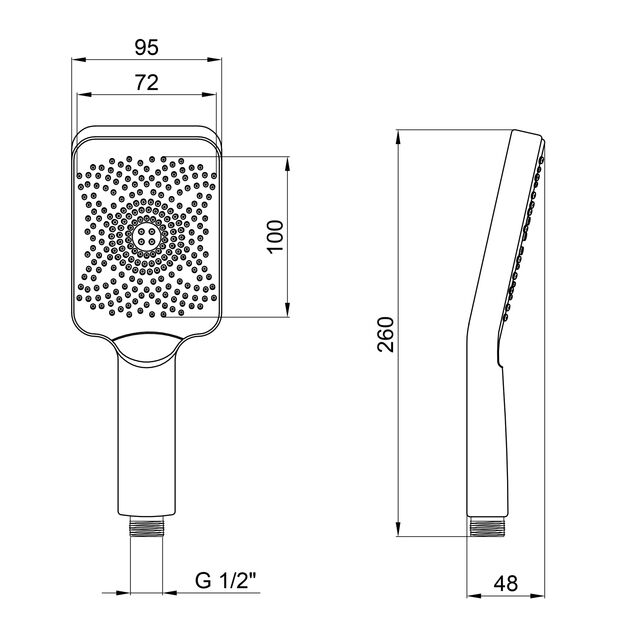 Лейка для ручного душа Lidz Niagara 33 145x95 мм прямоугольная LDNIA33GRP48538 Graphite, фото , зображення 2 | SNABZHENIE.com.ua