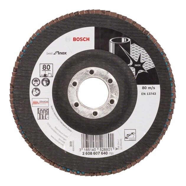 Пелюстковий шліфкруг X581 Best for Inox, кутовий  115 (2608608263), фото  | SNABZHENIE.com.ua