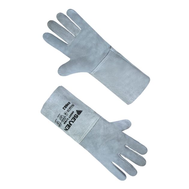 Рукавиця Крага без підкладки сіра довга 69882  Спилок (69882), фото  | SNABZHENIE.com.ua