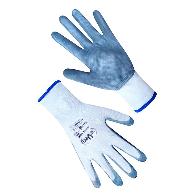 Рукавички синтетичні білі з сірим нітриловим покриттям  10 (69260), фото  | SNABZHENIE.com.ua