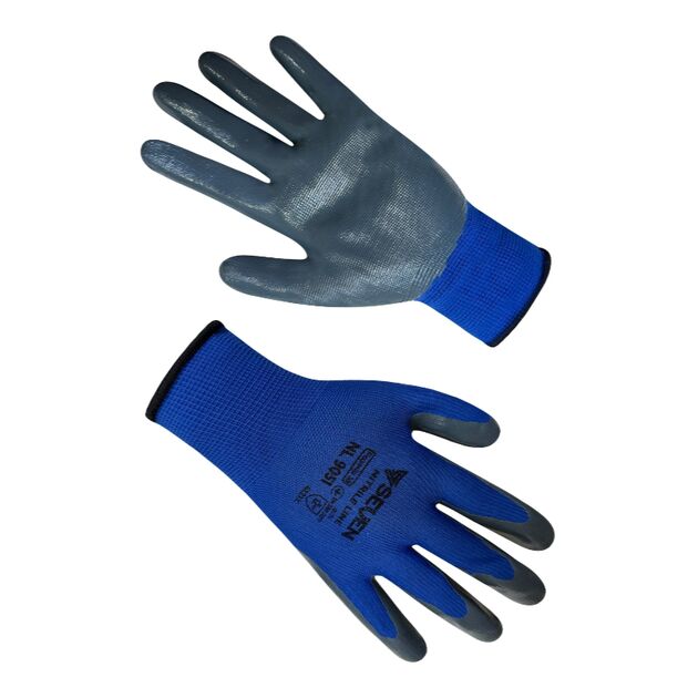 Рукавички синтетичні сині з сірим нітриловим покриттям  10 (69051), фото  | SNABZHENIE.com.ua