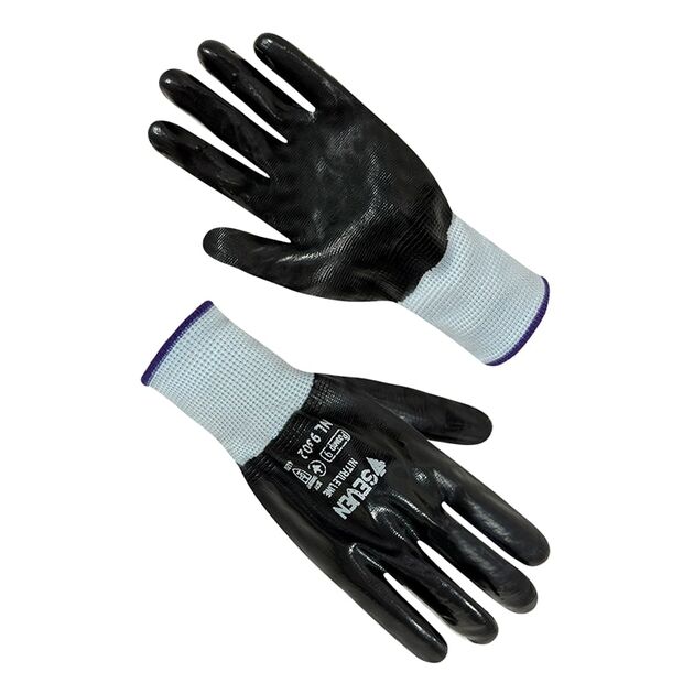 Рукавички синтетичні білі з чорним нітриловим повним покриттям 69802 "б" р.9  09 (69802), фото  | SNABZHENIE.com.ua