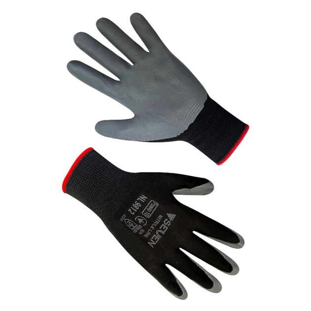 Рукавички синтетичні чорні з сірим нітриловим покриттям NL9812 "б"  р.10  10 (69812), фото  | SNABZHENIE.com.ua