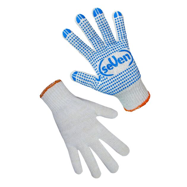 Рукавички білі трикотажні з ПВХ крапкою  10 (69229), фото  | SNABZHENIE.com.ua