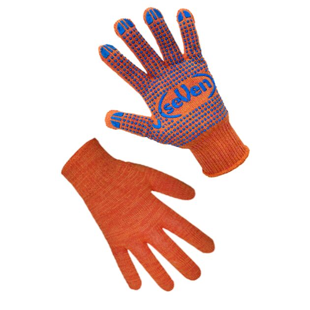 Рукавички трикотажні Seven помаранчеві з ПВХ крапкою 78412, 10р.  10 (69540), фото  | SNABZHENIE.com.ua