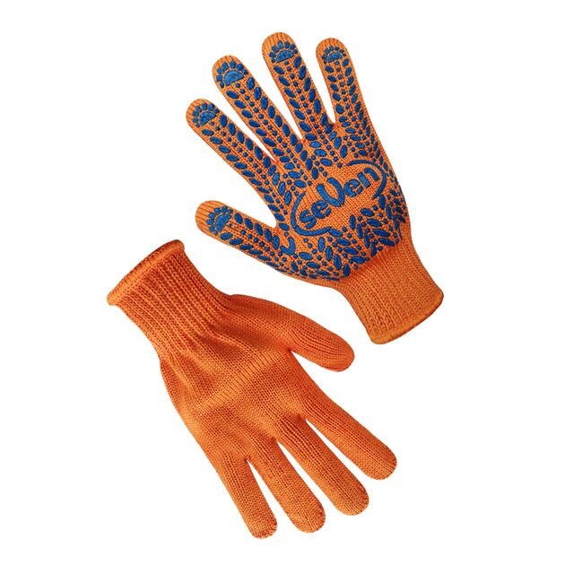Рукавички Seven трикотажні помаранчеві з ПВХ крапкою 75612, 10р.  10 (69607), фото  | SNABZHENIE.com.ua