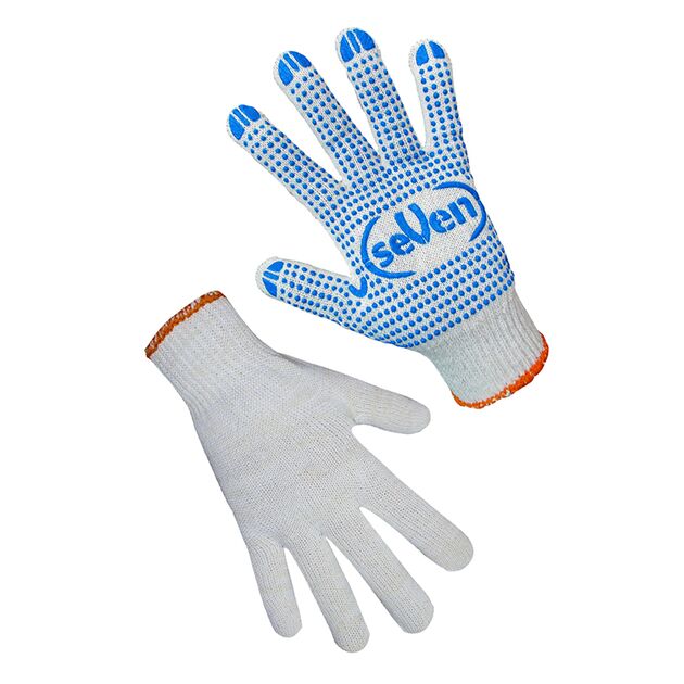 Рукавички білі трикотажні з ПВХ крапою  9 (69223), фото  | SNABZHENIE.com.ua