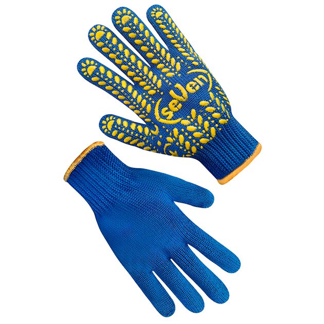 Рукавички трикотажні сині з ПВХ крапкою  10 (69395), фото  | SNABZHENIE.com.ua