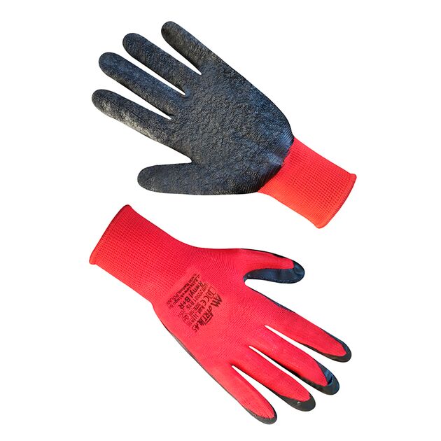 Рукавички синтетичні червоні з чорним неповним спіненим латексним покриттям р.10  69713  10 (69713), фото  | SNABZHENIE.com.ua