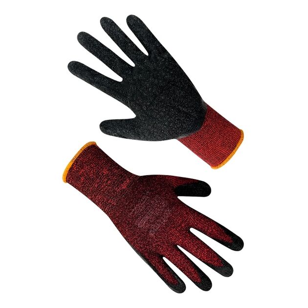 Рукавички синтетичні зі спандексу червоні з чорним спіненим латексним покриттям, р.10  10 (69560), фото  | SNABZHENIE.com.ua