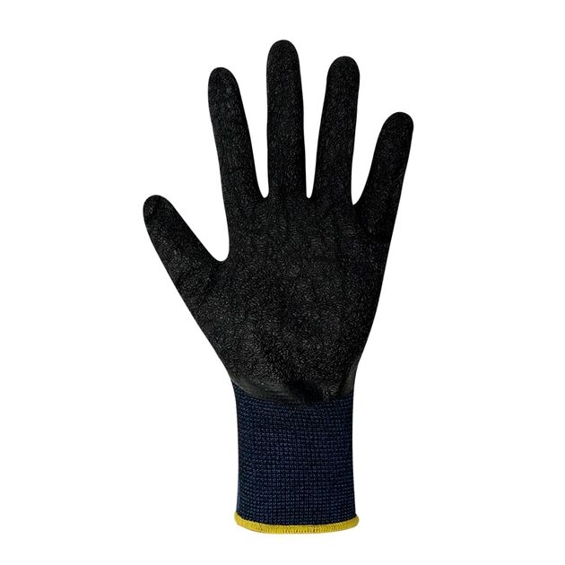 Рукавички синтетичні зі спандексу сині з чорним спіненим латексним покриттям 10 р.  10 (69861), фото  | SNABZHENIE.com.ua