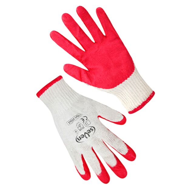 Рукавички бавовняні білі з червоним латексним покриттям (LL9245) р.10 "б"  Латекс (69937), фото  | SNABZHENIE.com.ua
