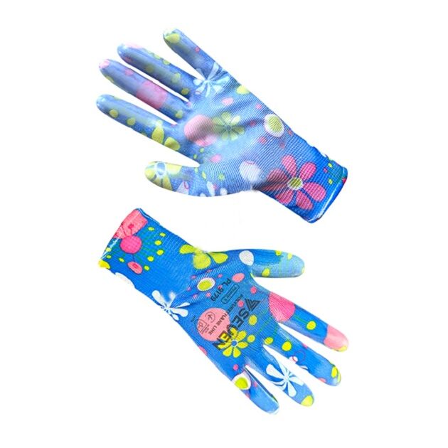 Рукавички жіночі синтетичні блакитні з поліуретановим покриттям  8 (69179), фото  | SNABZHENIE.com.ua