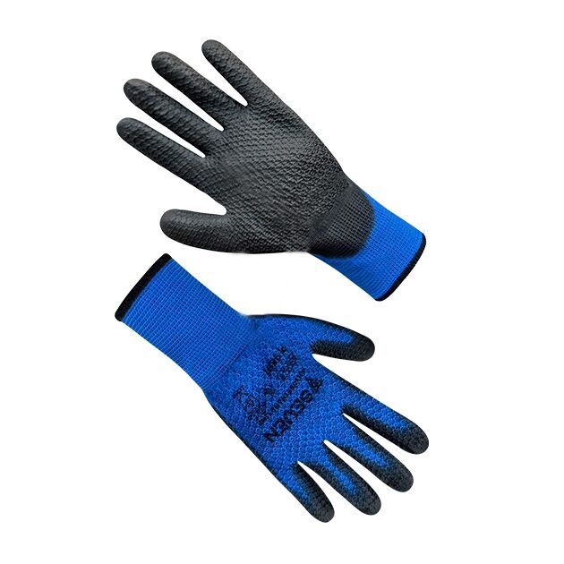 Рукавички синтетичні сині з чорним поліуретановим покриттям  8 (69801), фото  | SNABZHENIE.com.ua