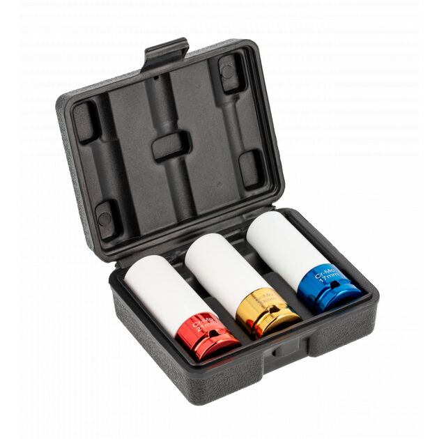 Набір голівок ударних для алюмінієвих колісних дисків 3 шт, 1/2''  17 - 21 (HT4R107), фото  | SNABZHENIE.com.ua