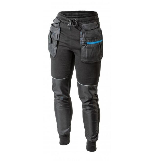 Штани спортивні/робочі TREBEL з кишенями для інструмента, чорні  XL (HT5K902-XL), фото  | SNABZHENIE.com.ua