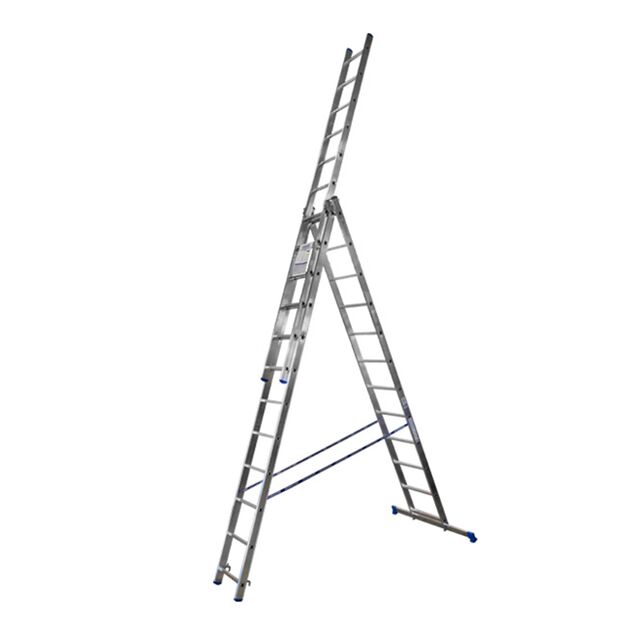 Алюмінієва трьохсекційна драбина 3х12 сходинок TRIOMAX VIRASTAR  7.62 (VIRASTAR), фото  | SNABZHENIE.com.ua