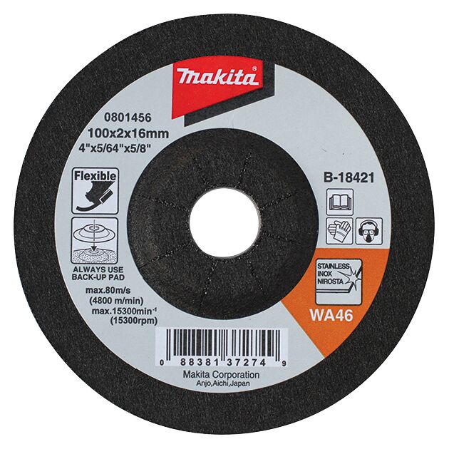 Гнучкий шліфувальний диск 115x3x22.23 46T для нерж. сталі  115 (Makita), фото  | SNABZHENIE.com.ua
