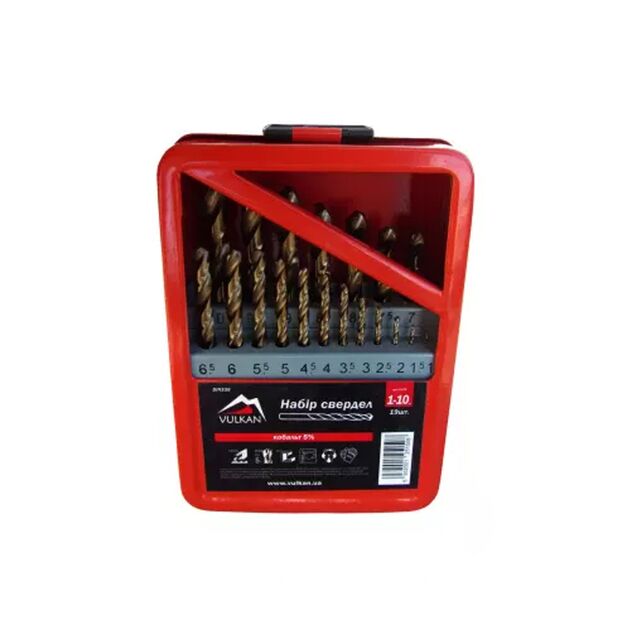Набір свердел п/м HSS-CO 1-10мм*0,5мм 19шт коробка метал  1/1.5/2/2.5/3/3.5/4/4.5/5/5.5/ 6/6.5/7/7.5/8/8.5/9/9.5/10 (H1901), фото  | SNABZHENIE.com.ua