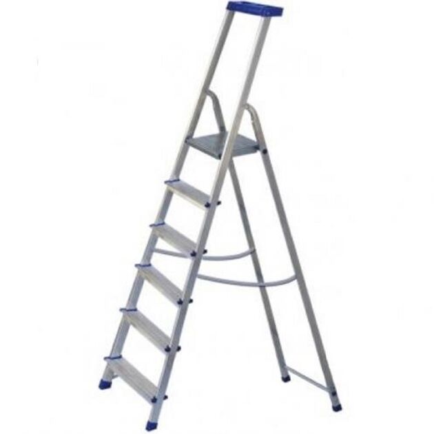 Стрем'янка алюмінієва з органайзером, 6 сходинок  1.96 (JHR 506), фото  | SNABZHENIE.com.ua