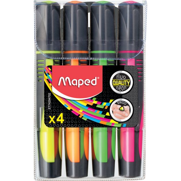 Текст-маркер FLUO PEPS Max, набір 4 шт., бістер, асорті  Набір (Im-off), фото  | SNABZHENIE.com.ua