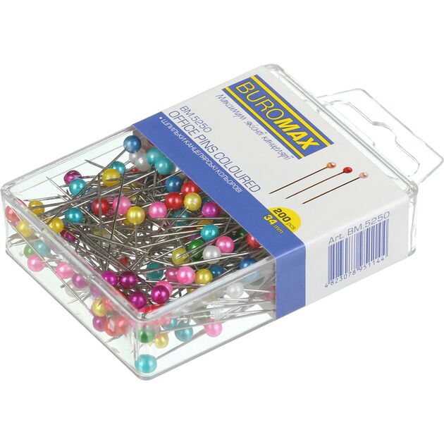 Шпильки кольорові, 34 мм, 200 шт. в пласт.коробці  Метал (Im-off), фото  | SNABZHENIE.com.ua