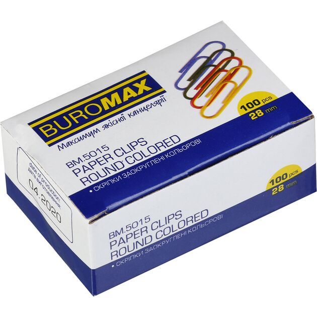 Скрiпки кольорові, 28 мм, круглі, 100 шт. в карт.упаковці  28 мм (Im-off), фото  | SNABZHENIE.com.ua