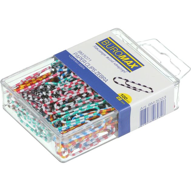 Скріпки кольорові ЗЕБРА, 28мм, 100 шт.в пласт.упаковці  28 мм (Im-off), фото  | SNABZHENIE.com.ua