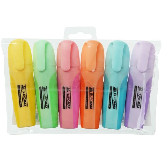Набір з 6-ти текст-маркерів PASTEL, з гумовими вставками, 2-4 мм  Набір (Im-off), фото  | SNABZHENIE.com.ua