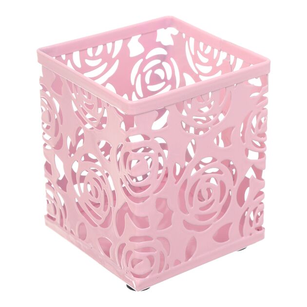 Підставка для ручок квадратна, ROSE, PASTEL, металева, рожева  Метал (Im-off), фото  | SNABZHENIE.com.ua
