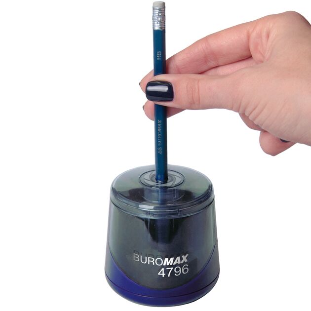 Чинка автоматична, 1 отв., з контейнером, синя  автомат (Im-off), фото  | SNABZHENIE.com.ua